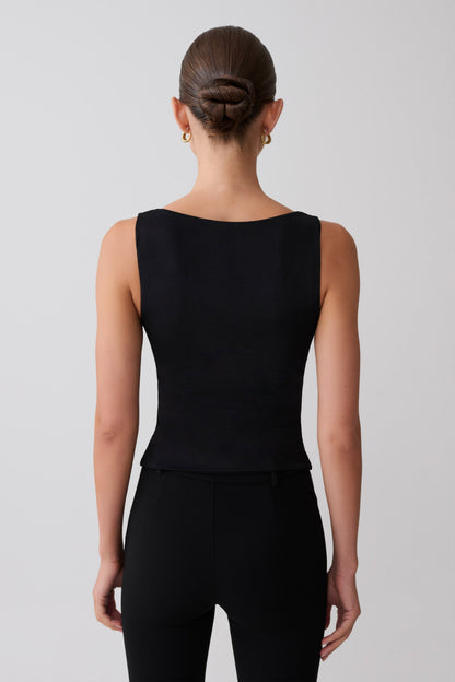 Millie Twist Sleeveless Top - Black