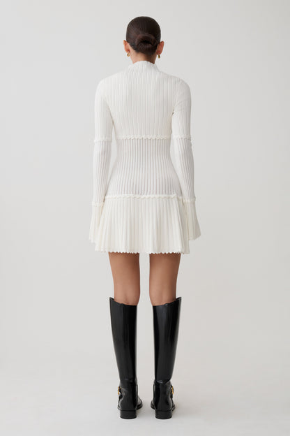 Adena Pointelle Knit Mini Dress - Ivory