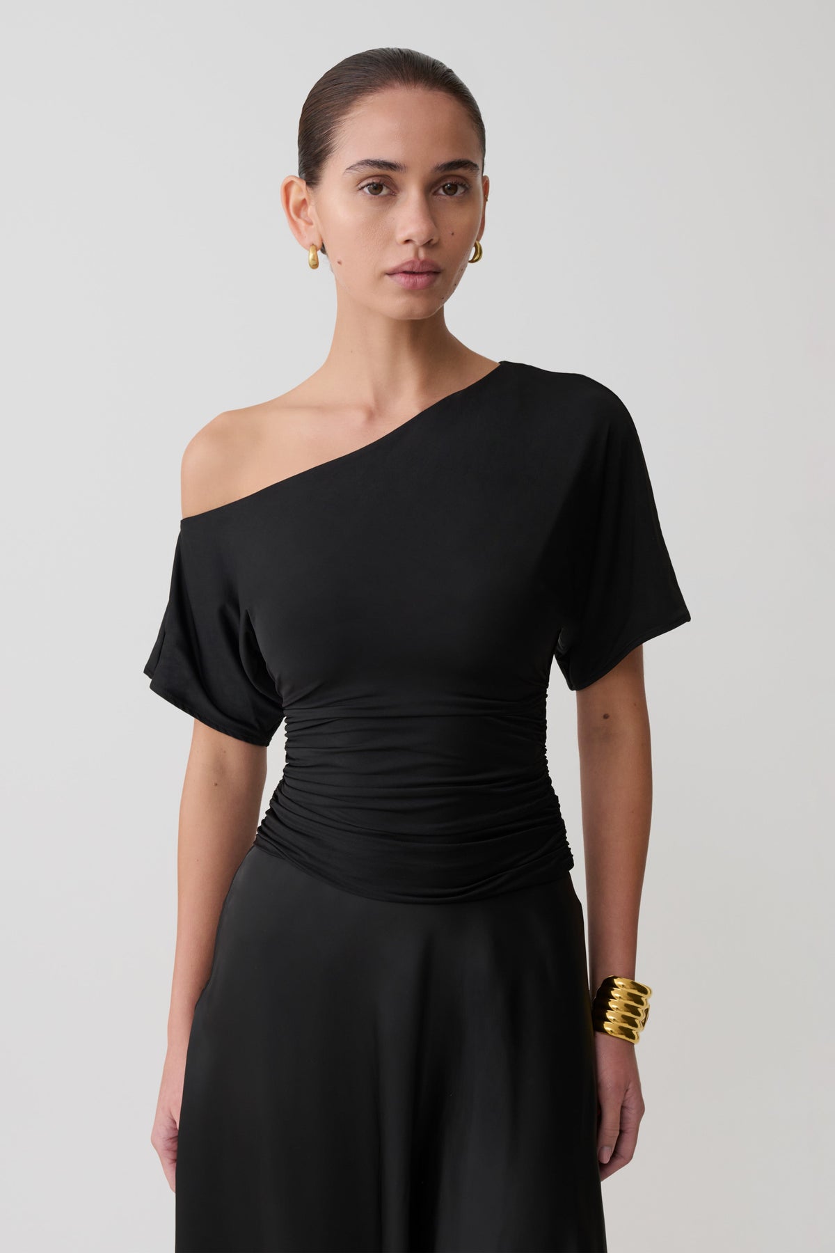 Luu Off Shoulder Slinky Top - Black