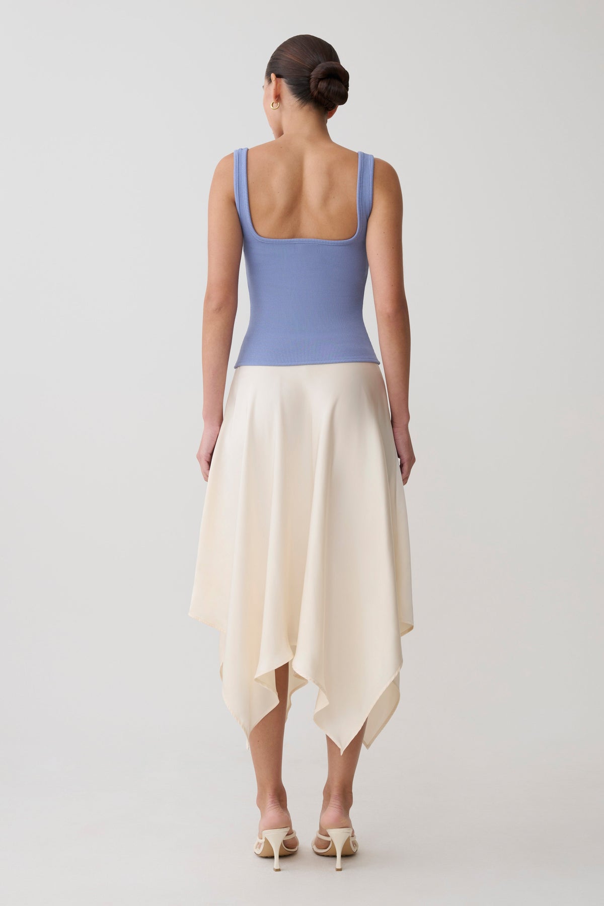 Aisling Ribbed Square Neck Sleeveless Top - Cornflower Blue