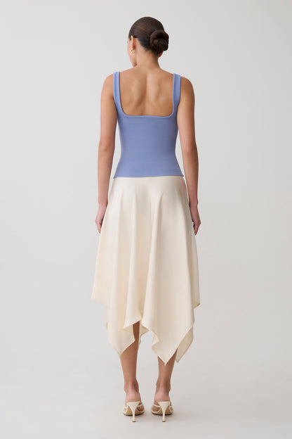Aisling Ribbed Square Neck Sleeveless Top - Cornflower Blue