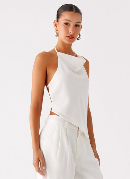 Delong Backless Linen Top White