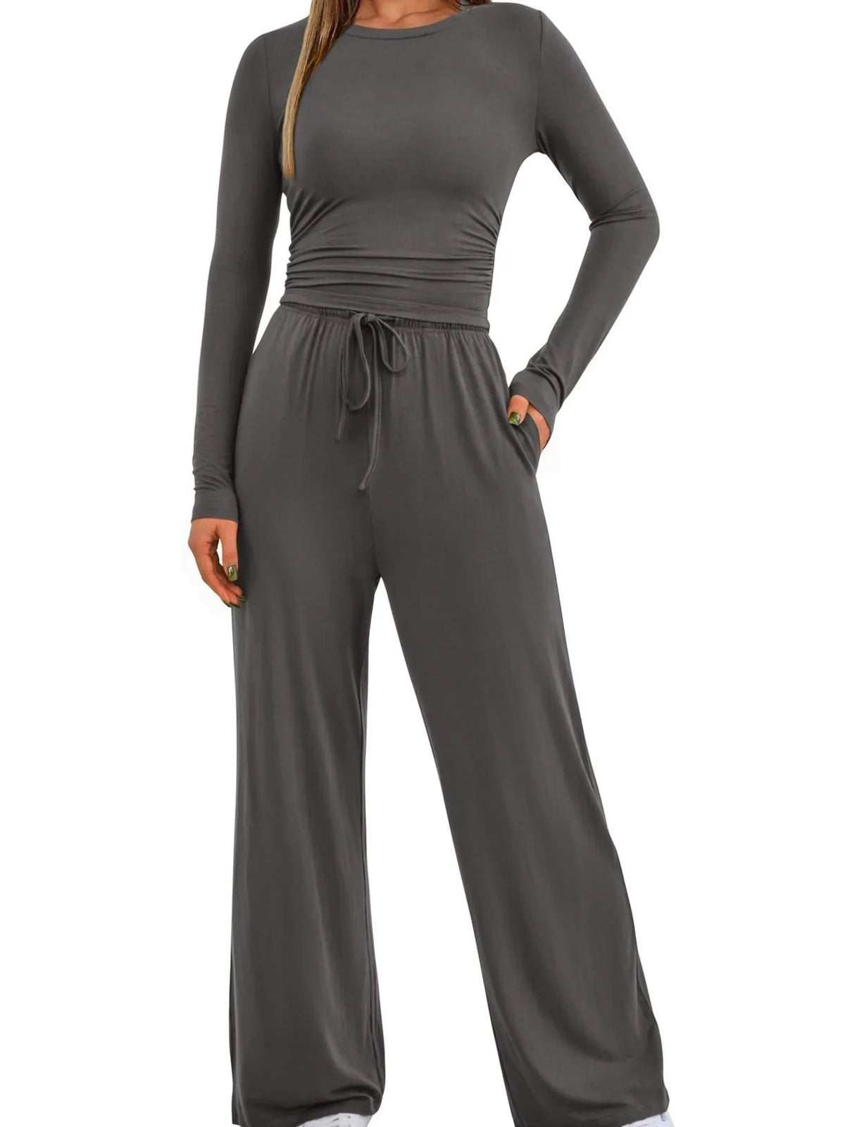 Hazel Blues® |  Round Neck Long Sleeve Top and Pants Set