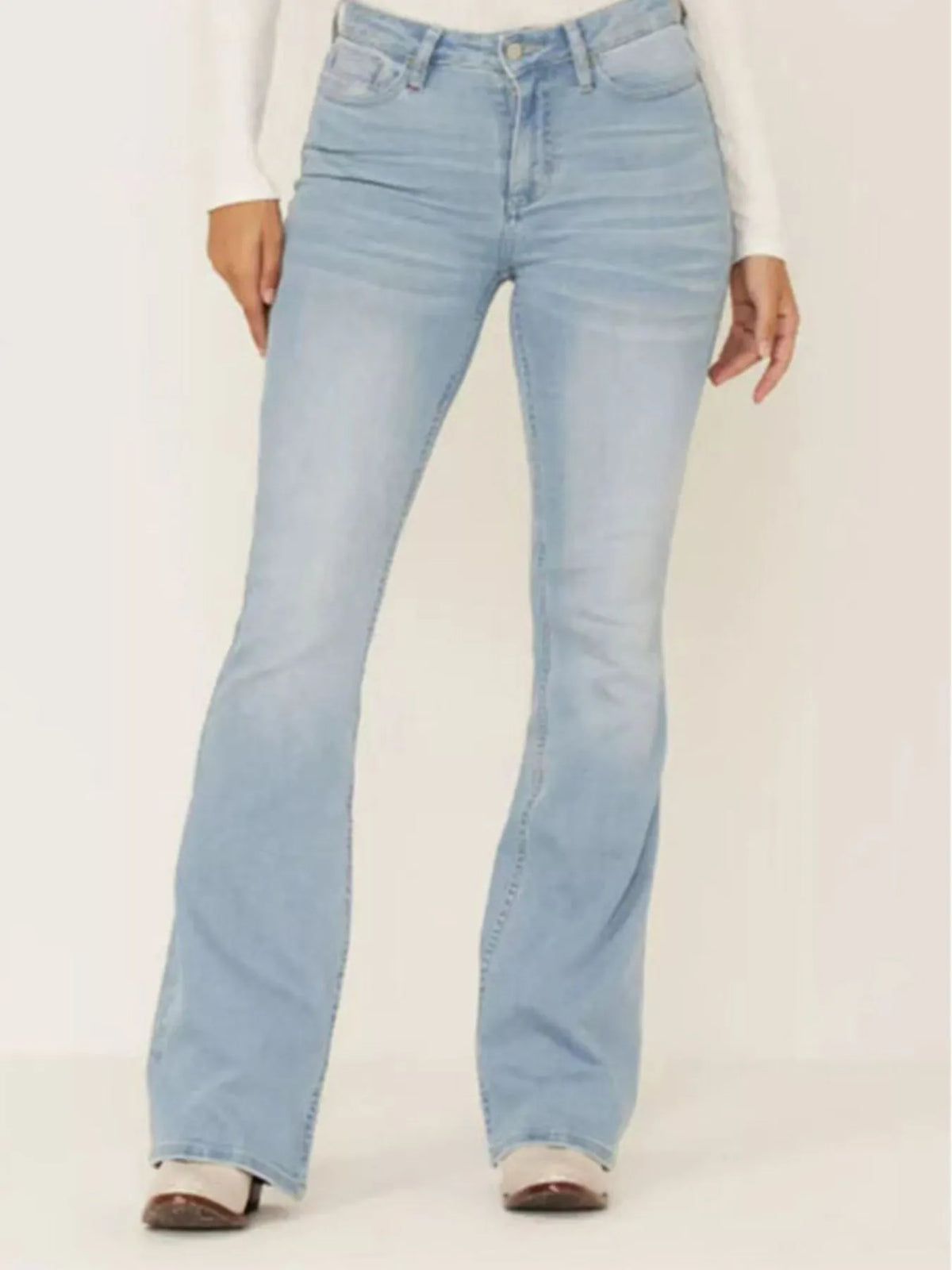 Hazel Blues® | Wash Flare Jeans with Pockets