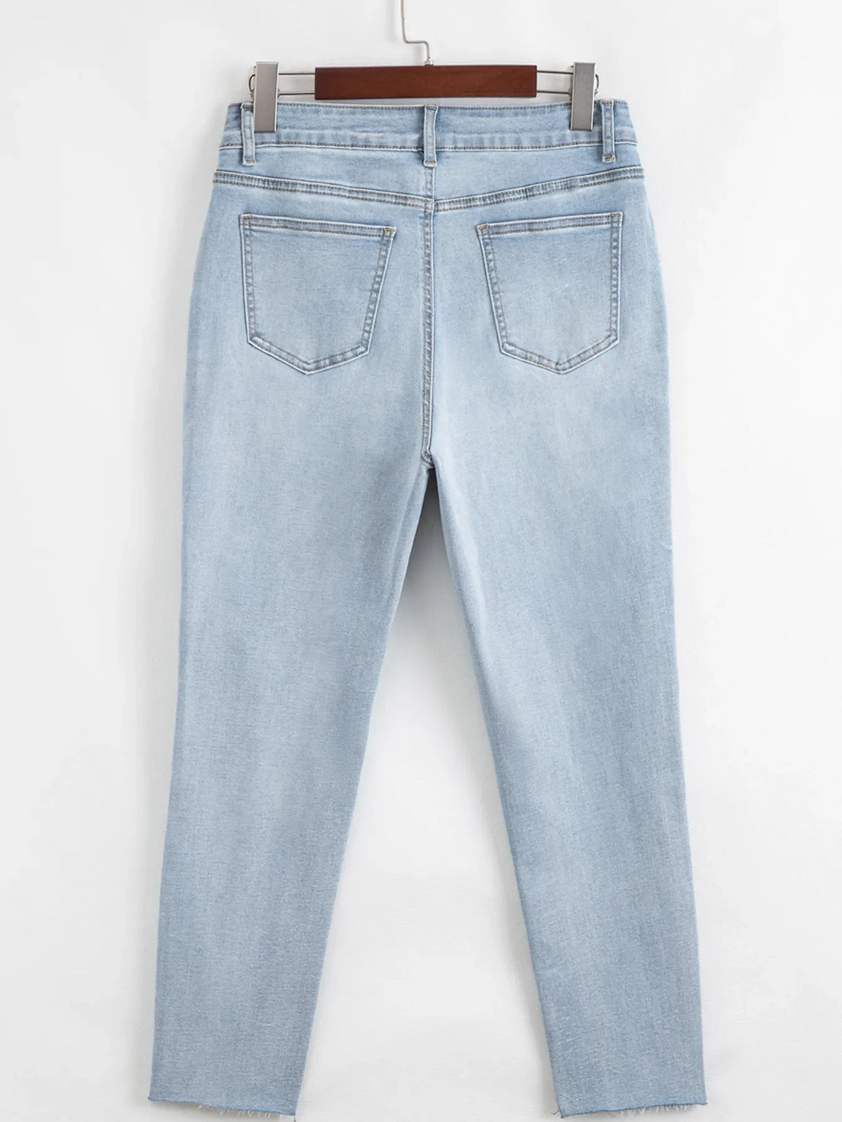 Hazel Blues® |  Mid Rise Ankle-Length Distressed Skinny Jeans
