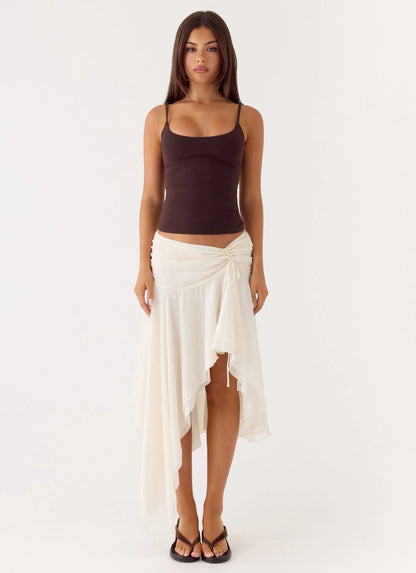 Abeda Asymmetrical Midi Skirt - Ivory