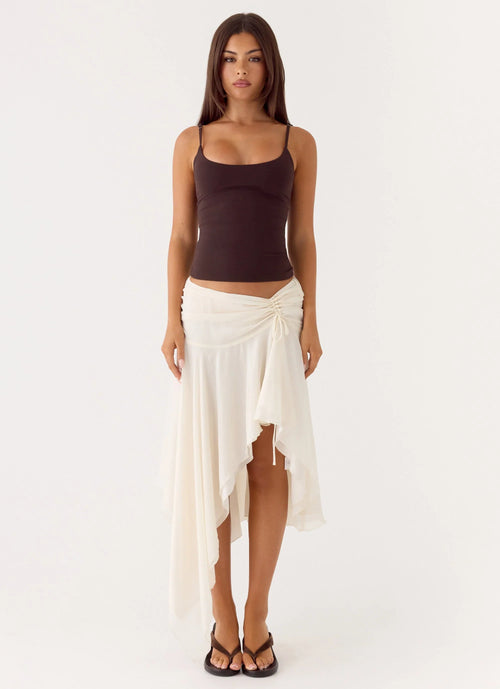 Abeda Asymmetrical Midi Skirt - Ivory