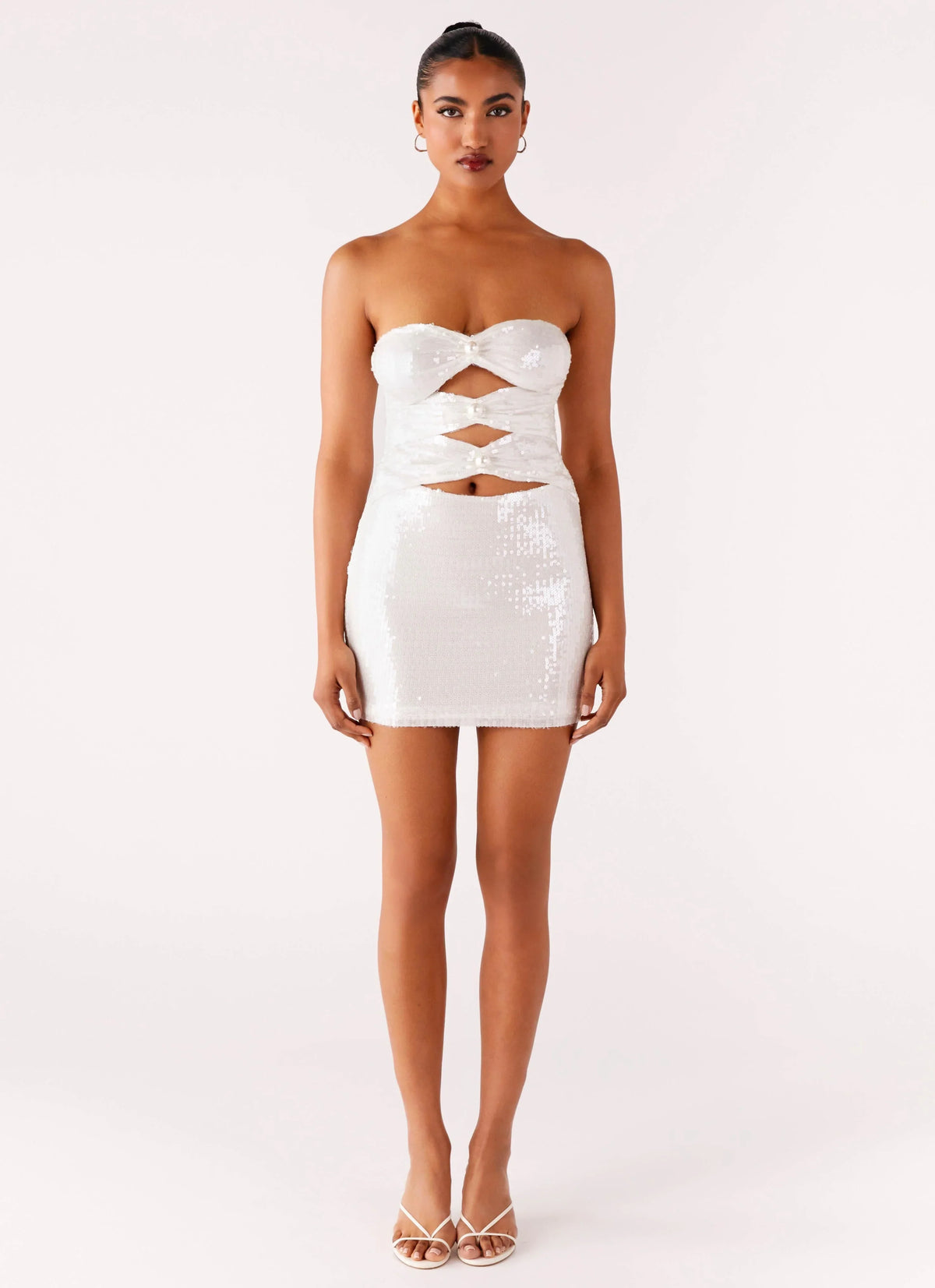 Clyra Sequin Mini Dress Ivory