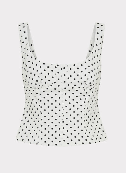 Coastline Bustier Top White Polka Dot