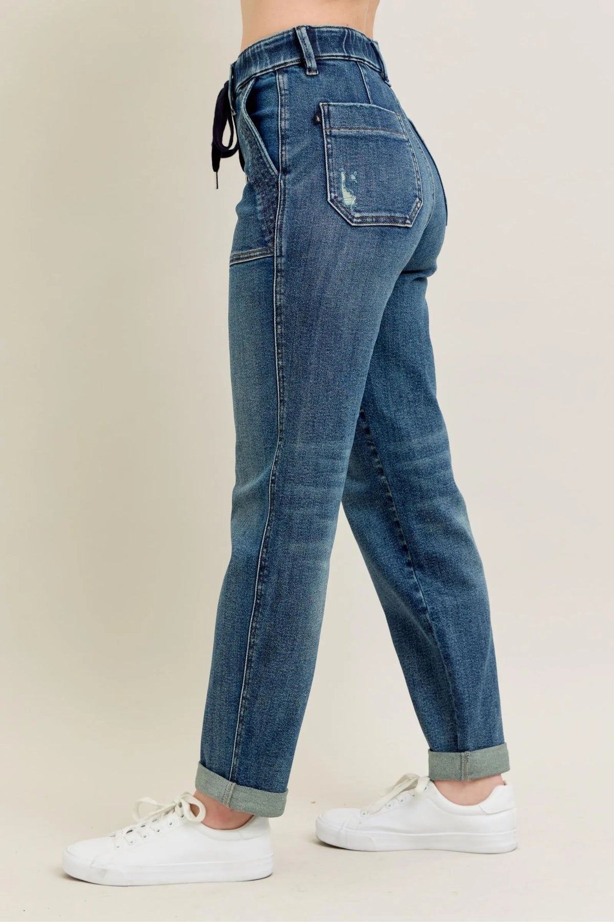 Hazel Blues® | Judy Blue HW Vintage Wash Jeans w/ Drawstring