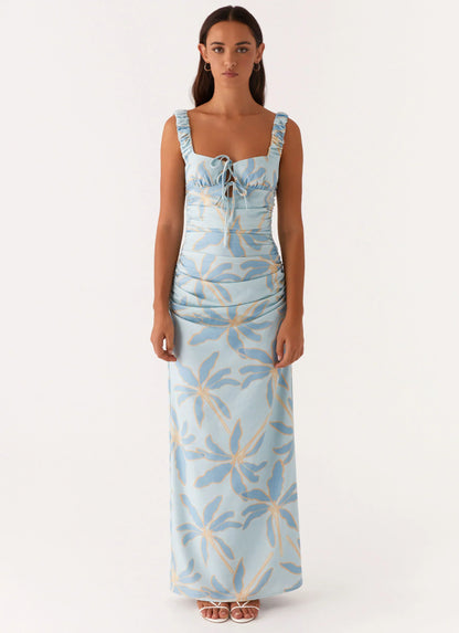 Cosmic Love Ruched Maxi Dress Opulent Blue