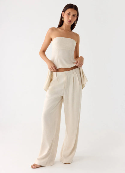 Delong Low Rise Linen Pants Oatmeal