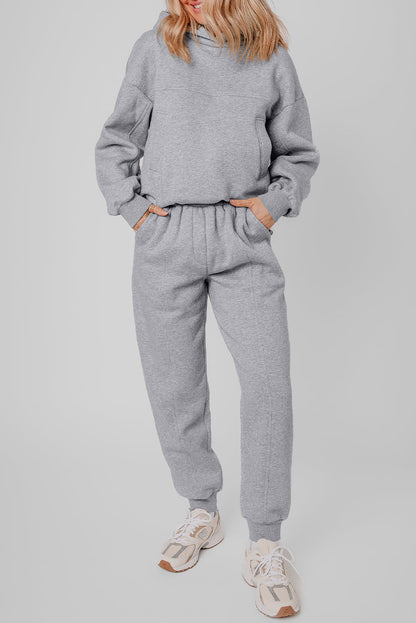 Hazel Blues® |  Gray Solid Exposed Seams Hoodie and Joggers Activewear Set