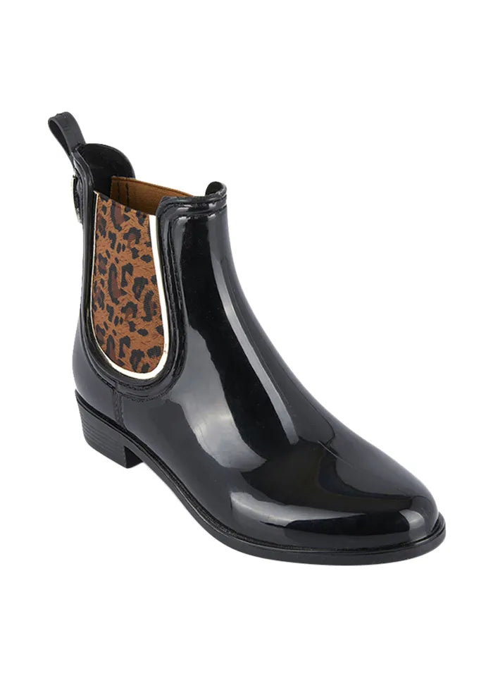 Rainboots - Black/Leopard