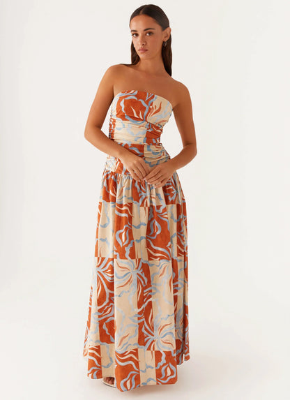 Carmel Maxi Dress Orange Blue Floral
