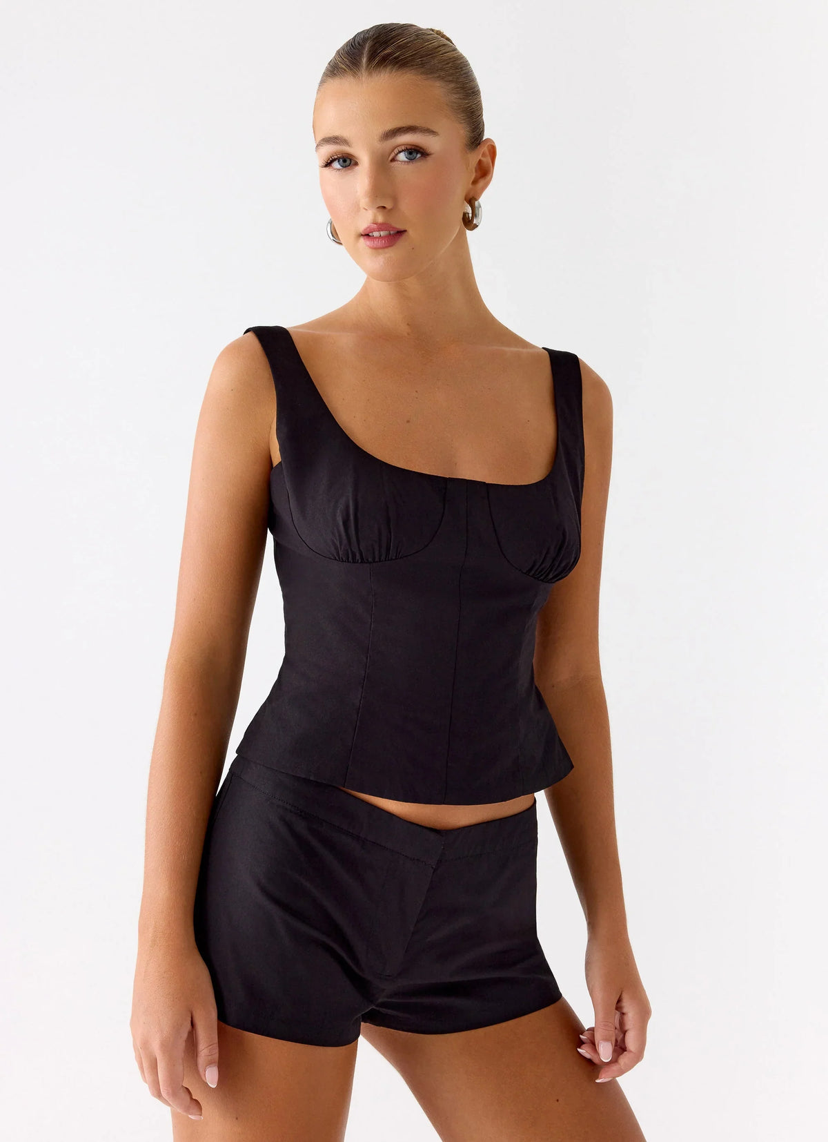 Coastline Cotton Micro Mini Shorts Black