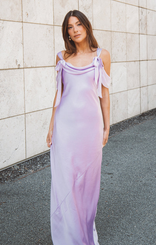 Bella Maxi Dress ~ Lavender Luxe Satin