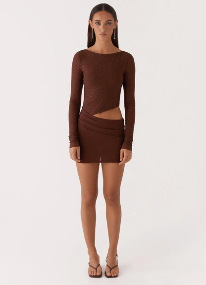 Catch The Night Sequin Mini Dress Chocolate