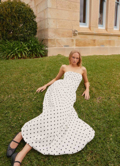 Andorra Maxi Dress White Polkadot