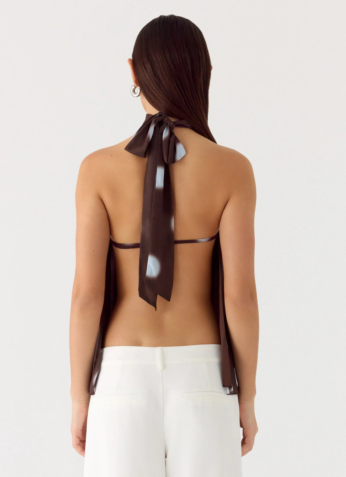Corrida Backless Top Chocolate Blue Dot