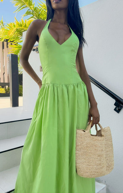 Eliza Maxi Dress ~ Key Lime Light Taffeta