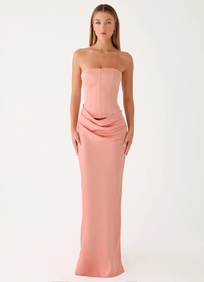 Adara Corset Maxi Dress - Peach
