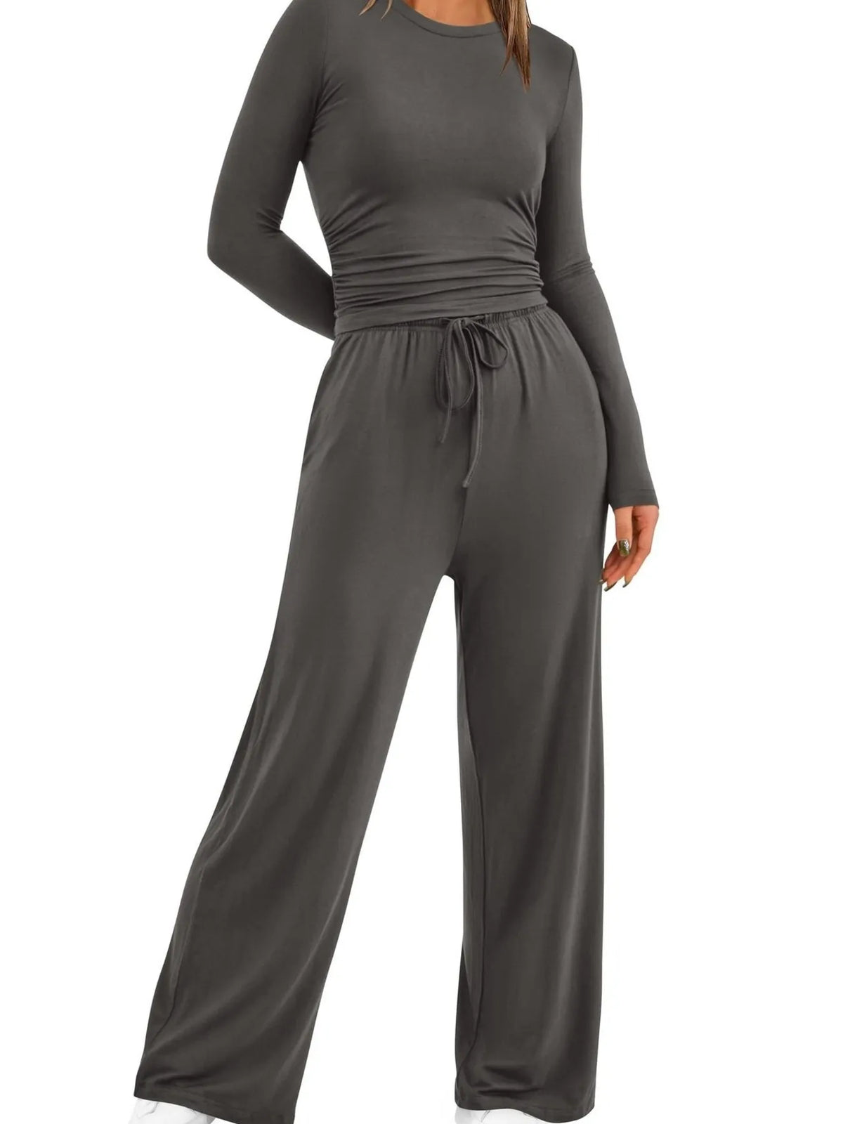 Hazel Blues® |  Round Neck Long Sleeve Top and Pants Set