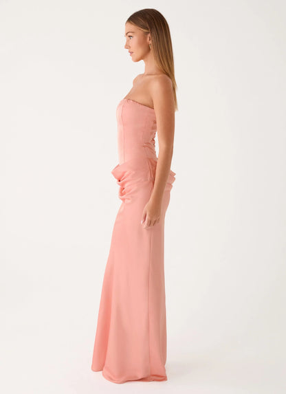 Adara Corset Maxi Dress - Peach
