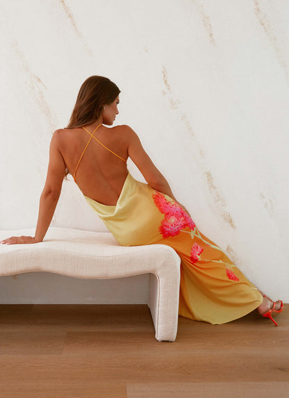 Chloe Maxi Dress Orange Floral