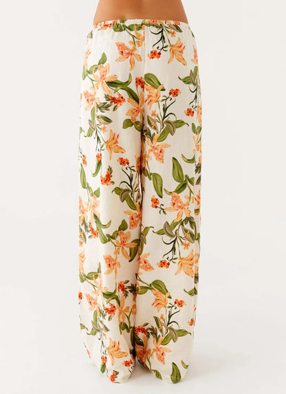 Dalida Linen Pants Floral Print