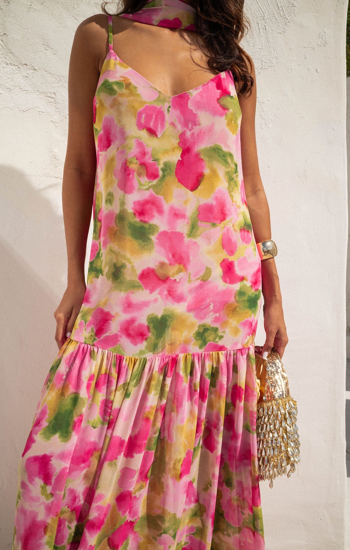 Dalia Maxi Dress ~ Watercolor Floral Chiffon