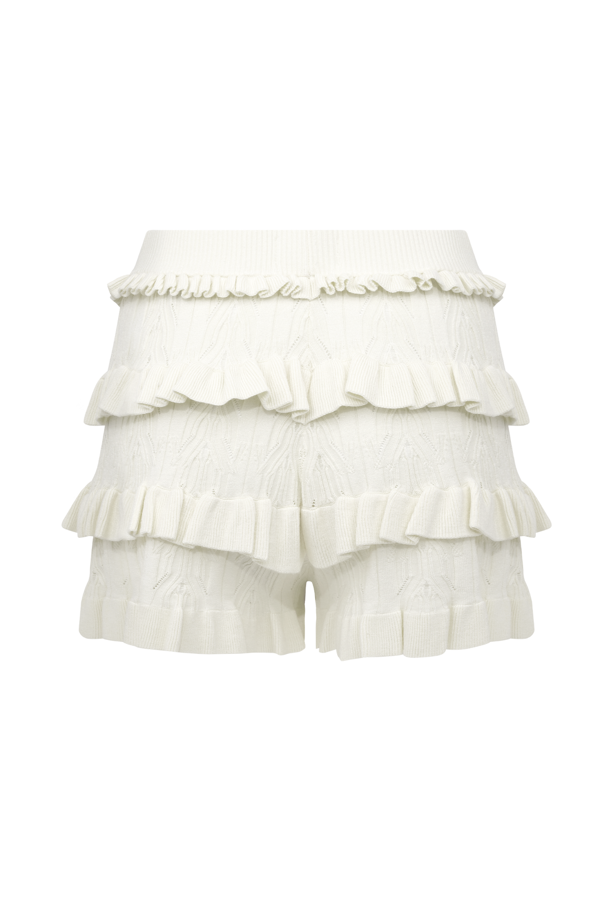 Amy Pointelle Knit Frill Bloomers - Ivory