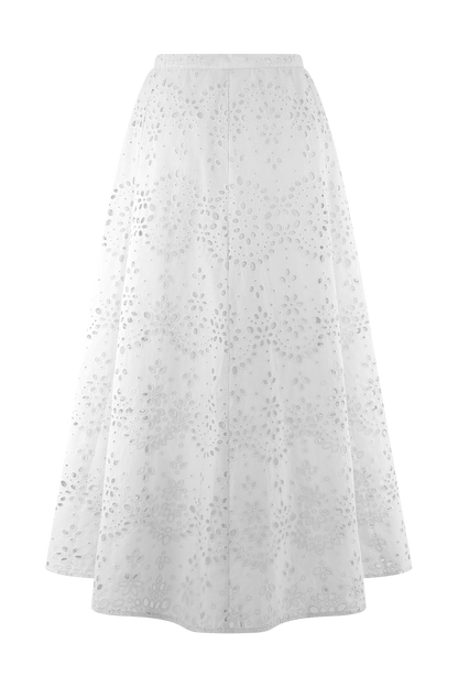 Arla Broderie Midi Skirt - White
