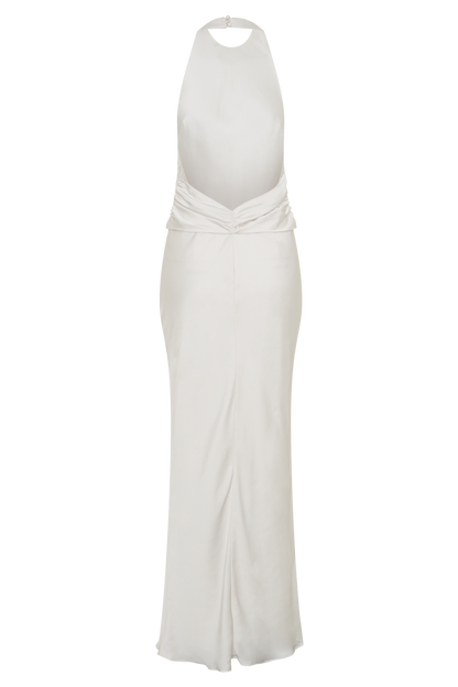 Rinna Satin Halter Maxi Dress - Ivory