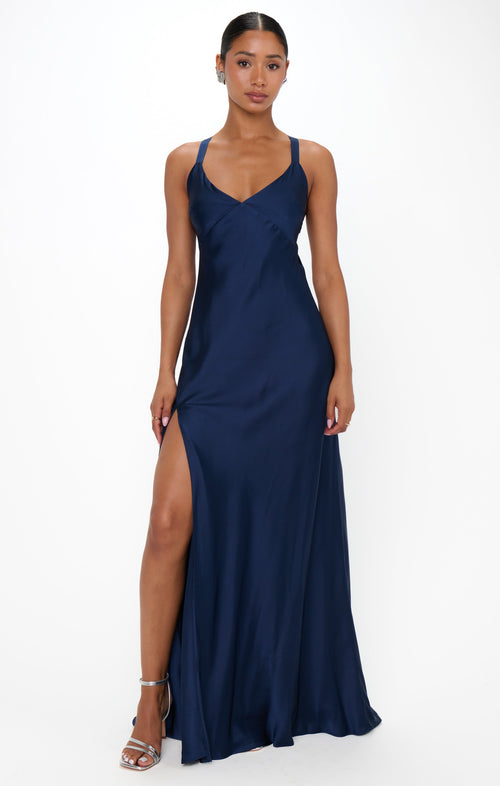 Anderson Maxi Dress ~ Midnight Navy Luxe Satin