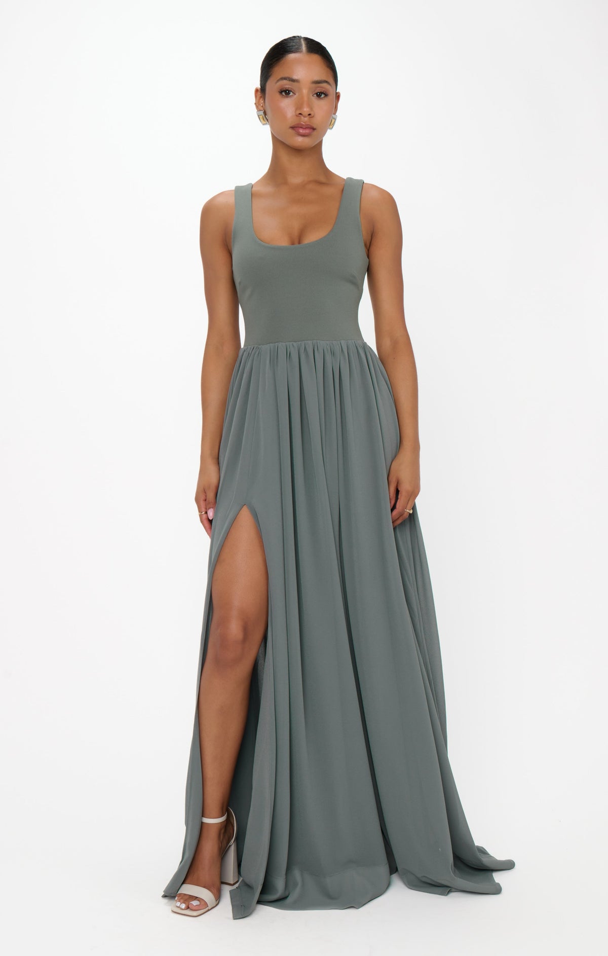Harper Maxi Dress ~ Deep Sage Chiffon