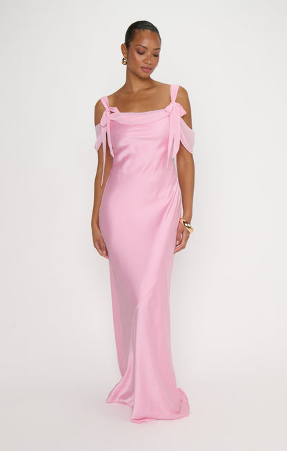 Bella Maxi Dress ~ Light Pink Luxe Satin