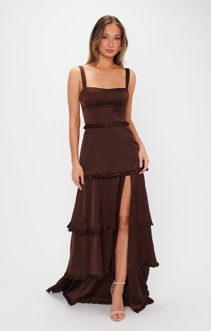Lady Corset Dress ~ Chocolate Luxe Satin