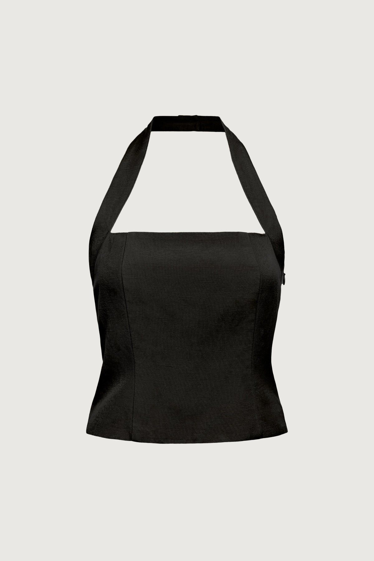 LINEN BLEND HALTER SQUARE NECK TOP