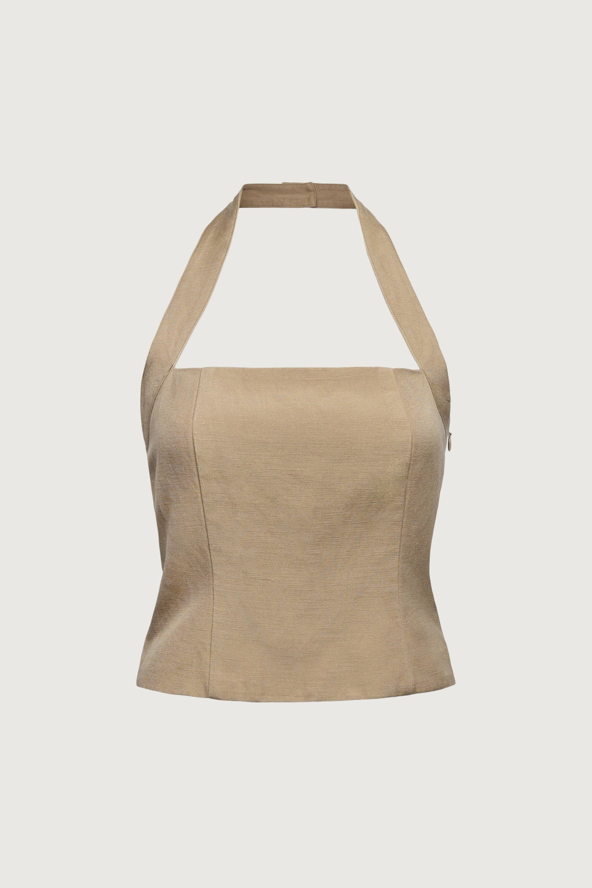 LINEN BLEND HALTER SQUARE NECK TOP