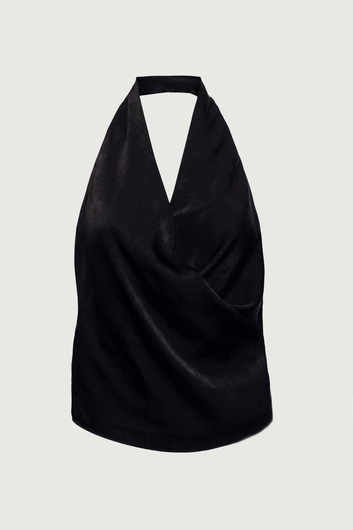 SATIN HALTER COWL NECK TOP