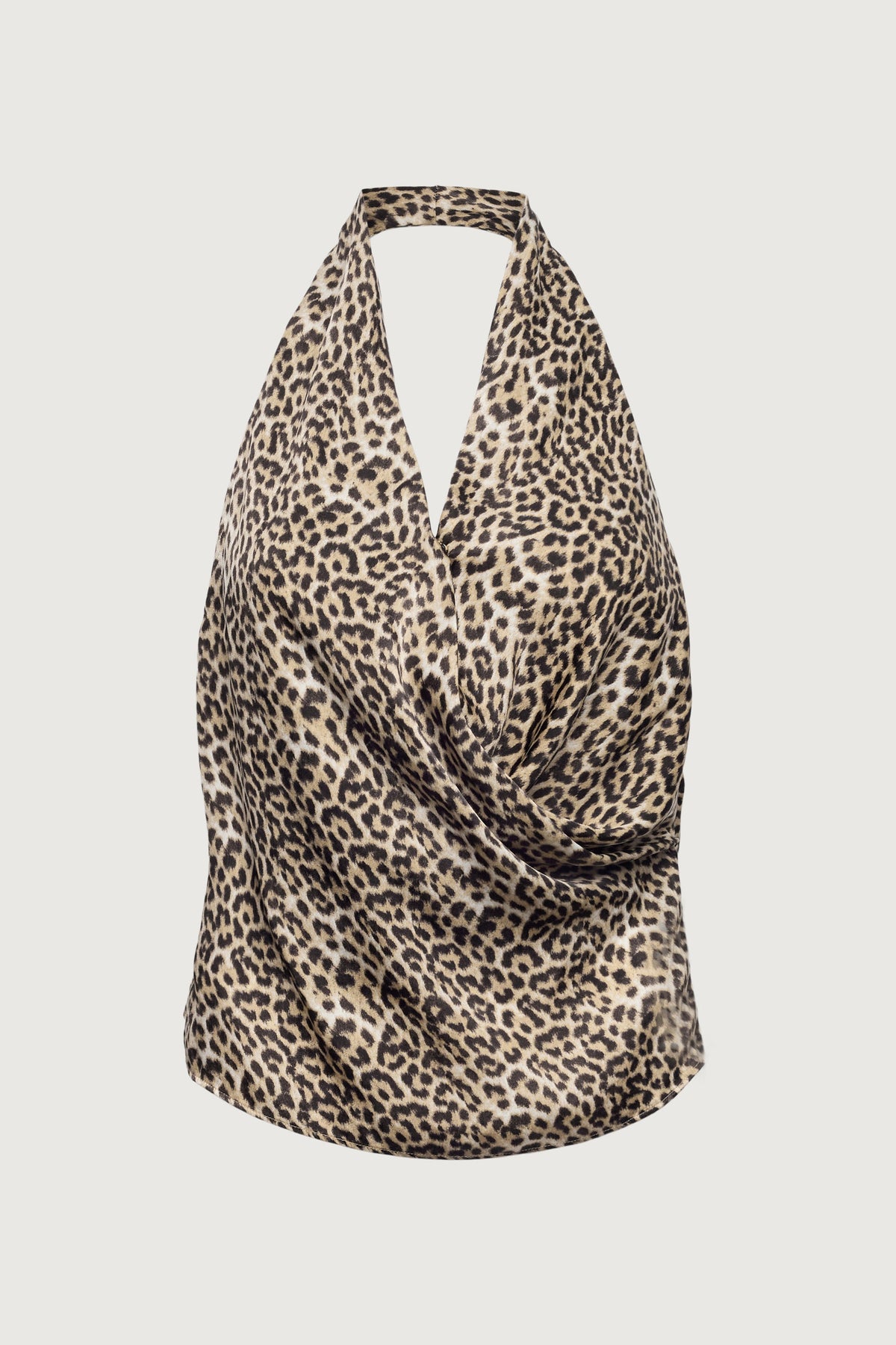 SATIN HALTER COWL NECK TOP