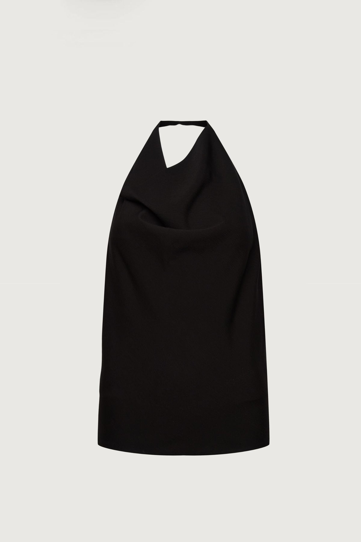 CRINKLED RAYON COWL NECK HALTER TOP