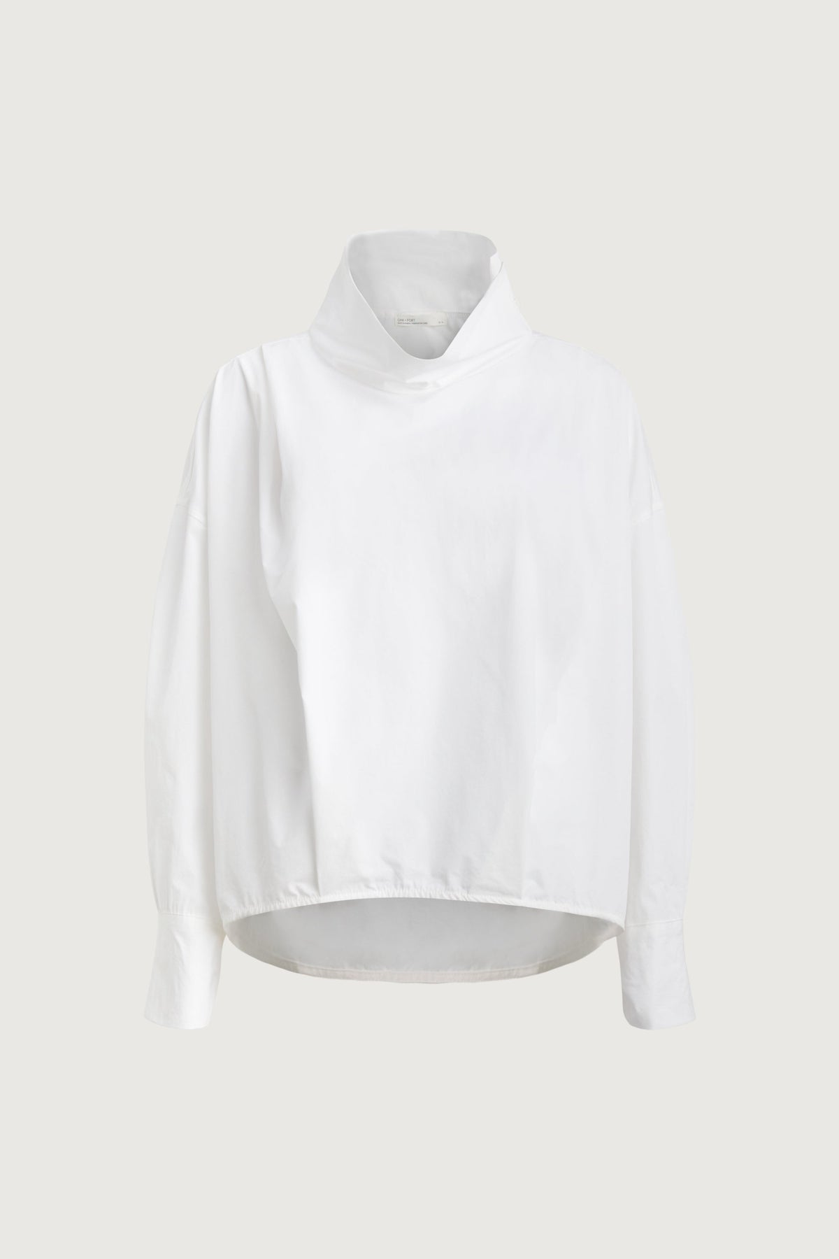 OVERSIZED PLEATED MOCKNECK BLOUSE