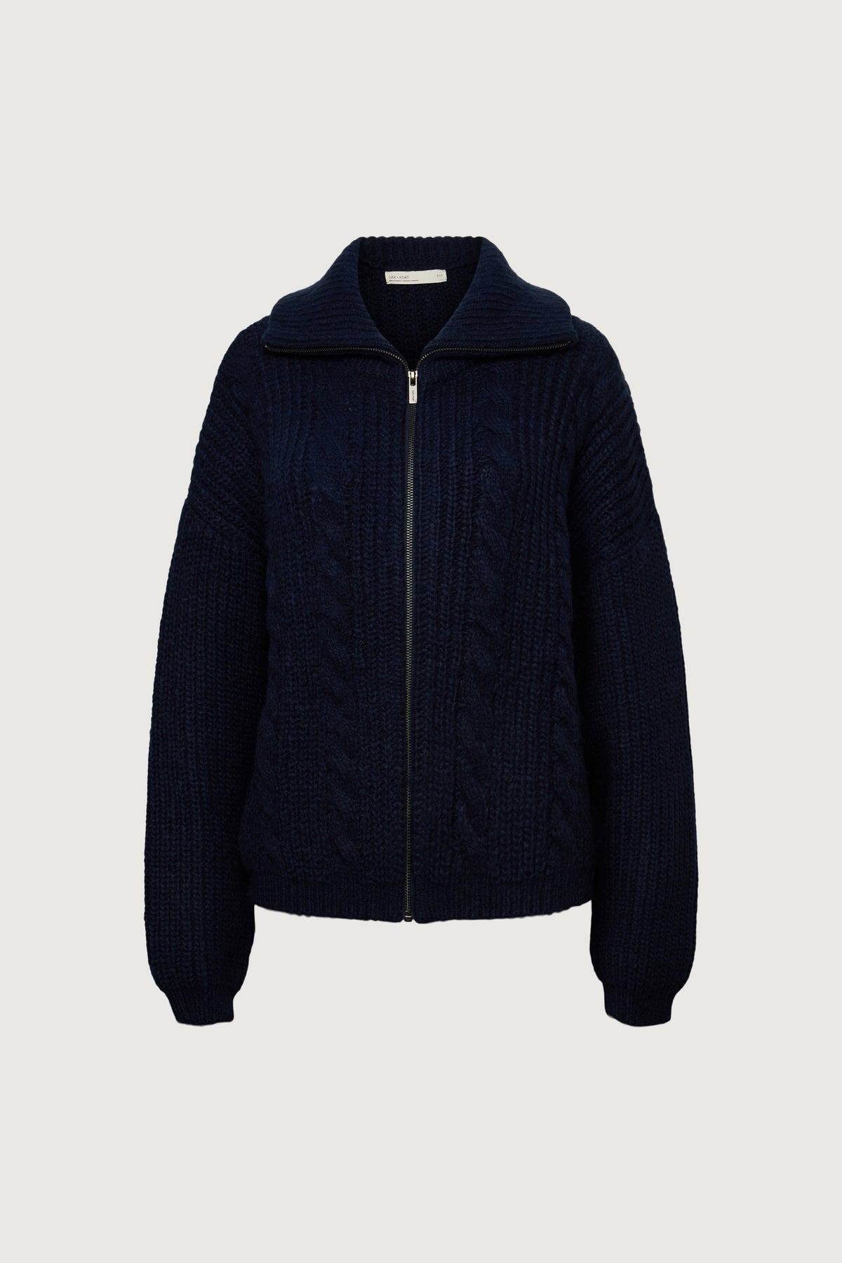 CABLE KNIT COLLARED CARDIGAN