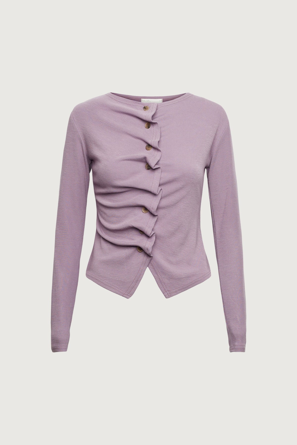 RUFFLE PLACKET BUTTON UP CARDIGAN