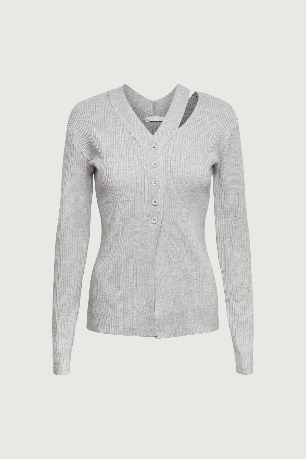CUT OUT DETAIL BUTTON-FRONT CARDIGAN
