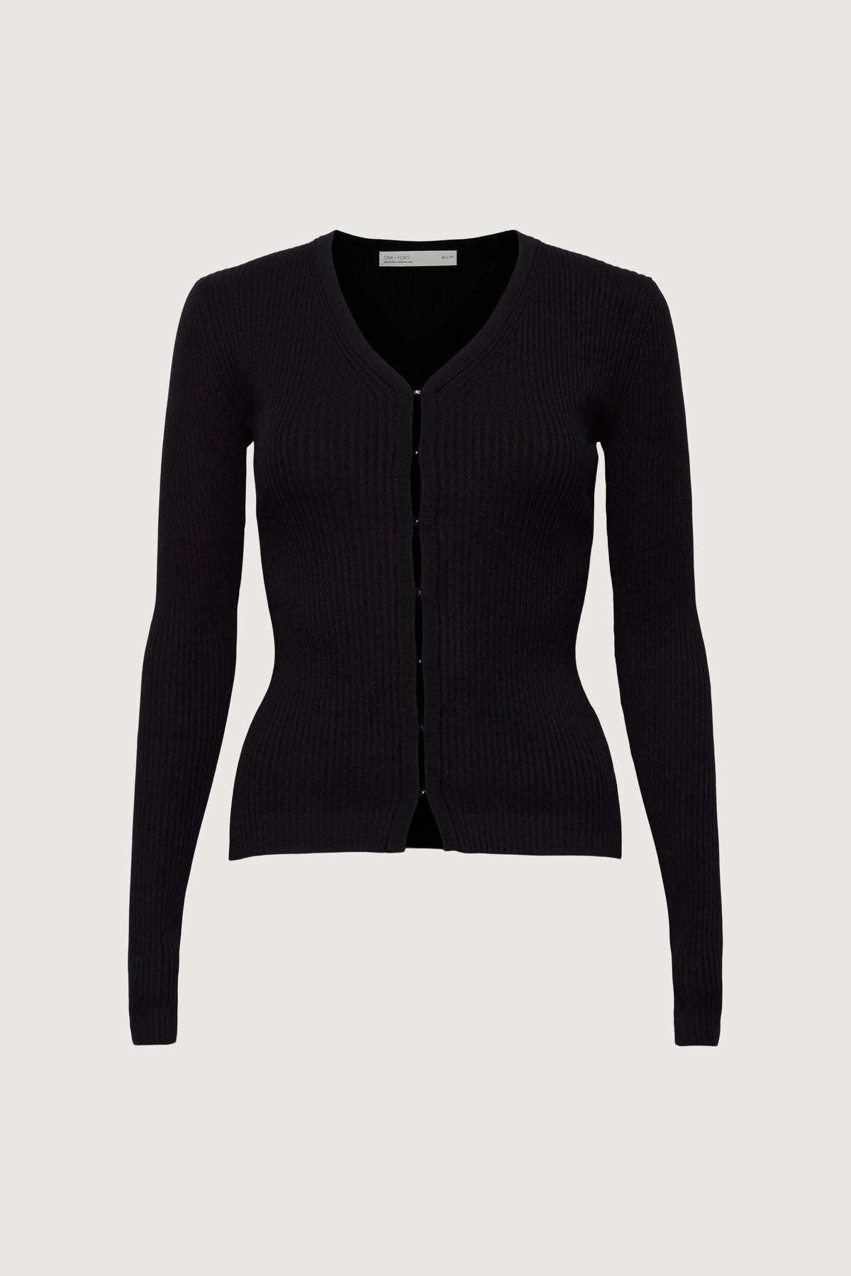RIBBED HOOK AND EYE FRONT CARDIGAN