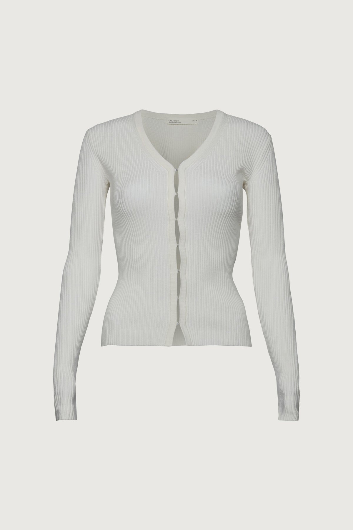 RIBBED HOOK AND EYE FRONT CARDIGAN