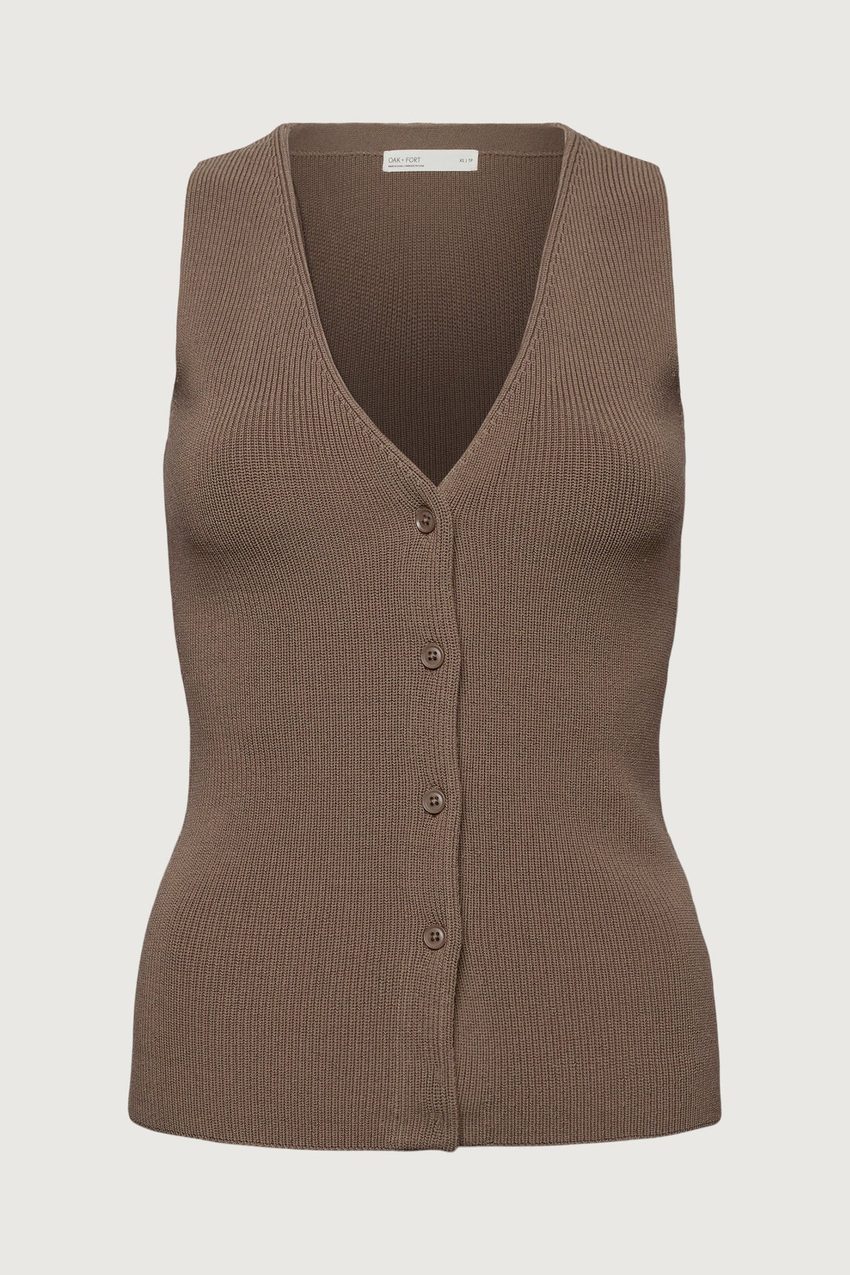 SLEEVELESS BUTTON FRONT KNIT TOP